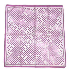 Vintage 19" Square Scarf, Pink and White Geometric Polka Dots Made in Italy